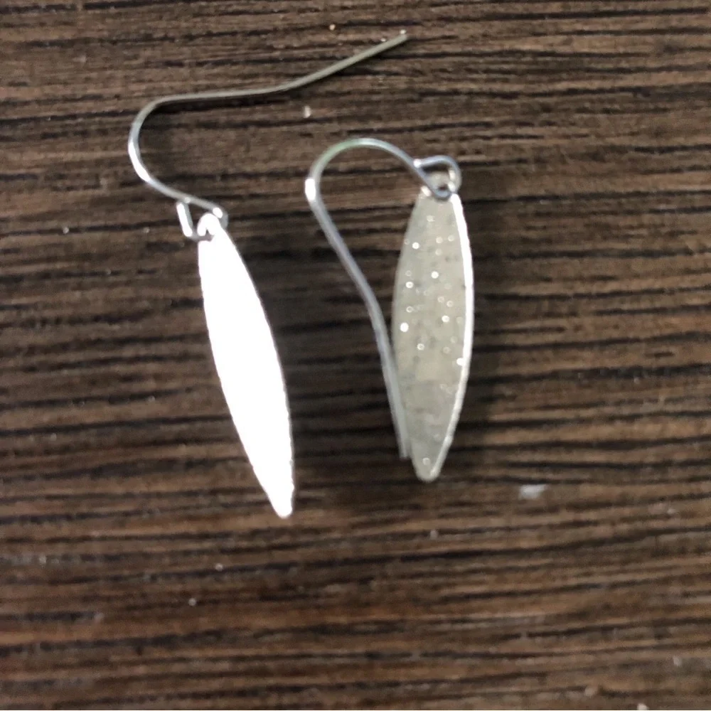Sliver metal glitter fishhook earrings